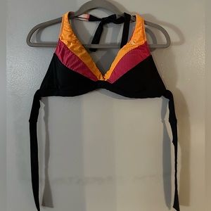 Nike Reversible Swimsuit Top Size L in Pink, Orange, Black, and White